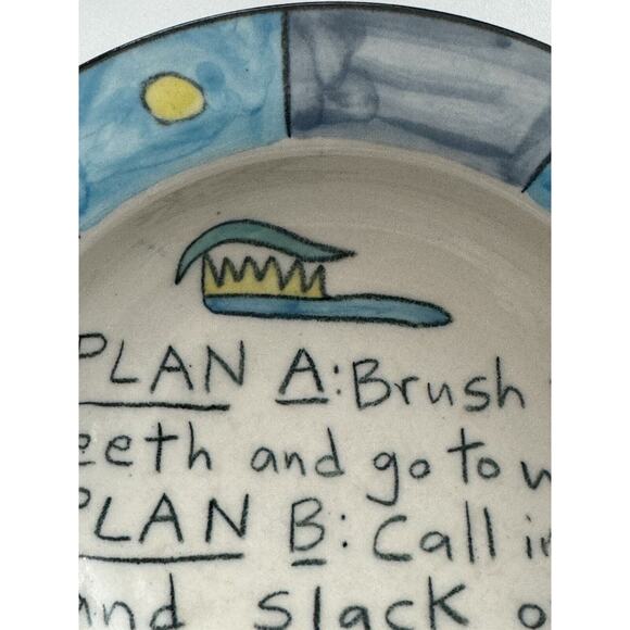 Tom Edwards Plans A And B Humorous 5.5” Diameter Bowl - Picture 8 of 9